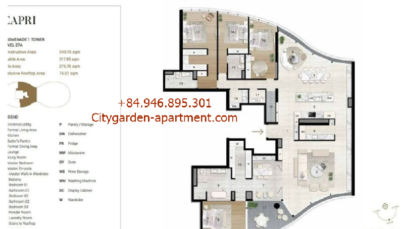  4 Bedroom Apartment for sale in City Garden, penthouse City Garden with terrace